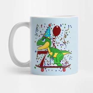 Kids Seven 7 Years Old Dinosaur Birthday Mug